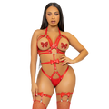 LEG AVENUE - KINK - TEDDY ARNÉS CON TACHUELAS TALLA S - ROJO