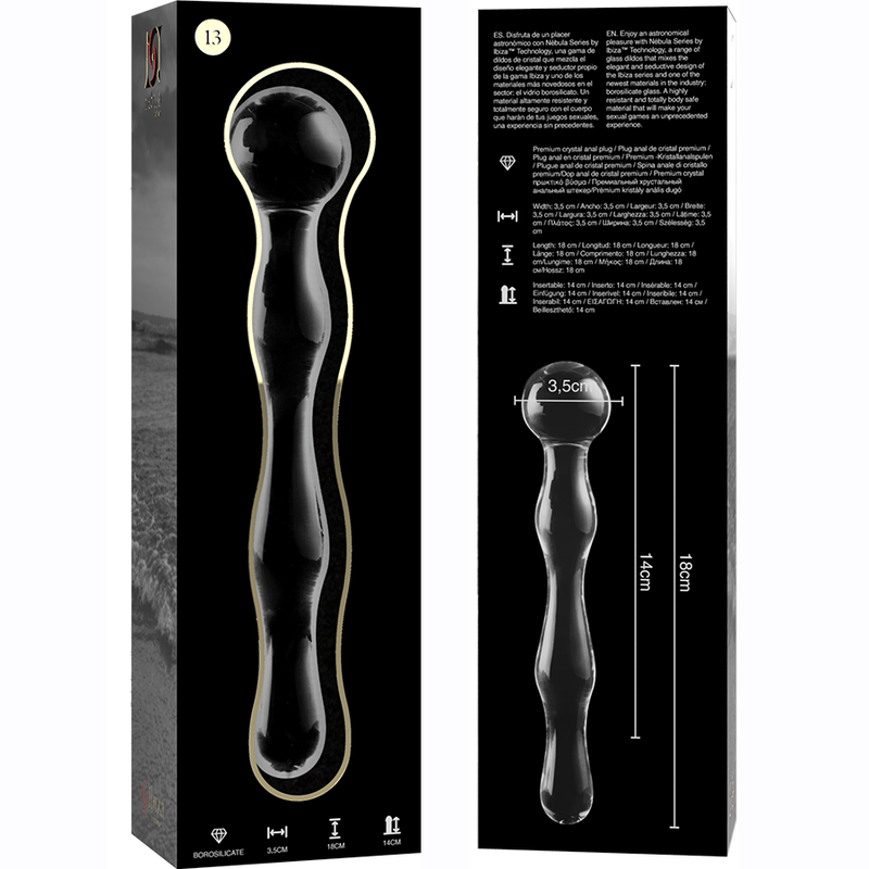 NEBULA SERIES BY IBIZA - MODELO 13 DILDO CRISTAL TRANSPARENTE 18 CM -O- 3.5 CM