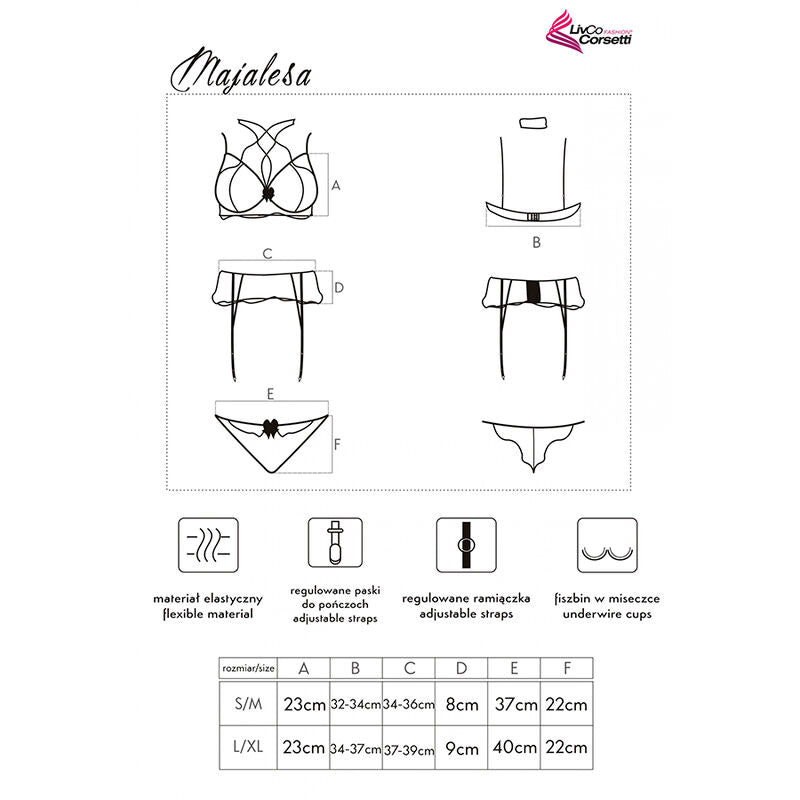 LIVCO CORSETTI FASHION - MAJALESA LC 90526 SUJETADOR + LIGUERO + PANTY BLACK