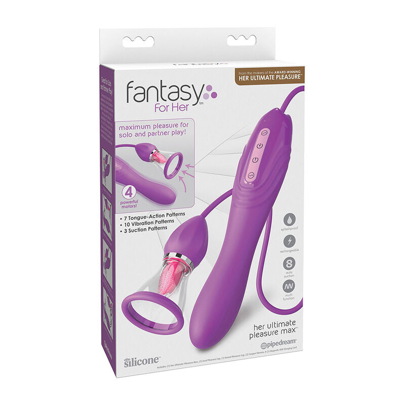 FANTASY FOR HER - ULTIMATE PLEASURE MAX SUCTION HOSE WITH STIMULATING TONGUE PURPLE
