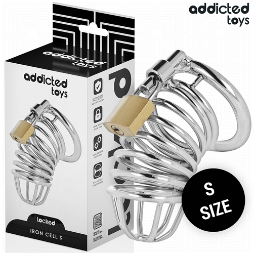 ADDICTED TOYS LOCKED - IRON CELL METAL PENIS CAGE 4 CM SIZE S