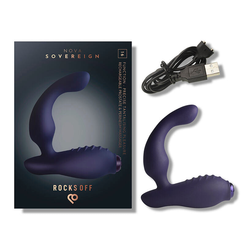 ROCKS-OFF - NOVA SOVEREIGN RECHARGEABLE PROSTATE & PERINEUM MASSAGER 16 FUNCTION BLUE