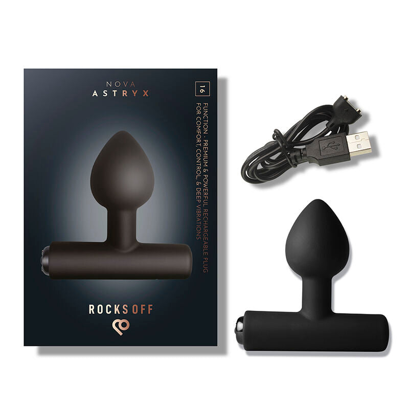 ROCKS-OFF - NOVA ASTRYX PREMIUM PLUG ANAL RECARGABLE 16 FUNCIONES NEGRO