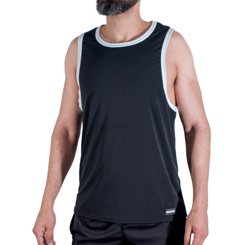 MACHO - CMV004 CAMISETA GYM NEGRA S/M