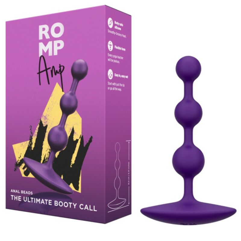 ROMP - AMP PURPLE FLEXIBLE SILICONE ANAL BEADS 12.5 CM PURPLE