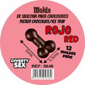 DIABLO PICANTE - CHOCOLATE MOLD WITH 12 SILICONE PENISES FOR HANGING RED