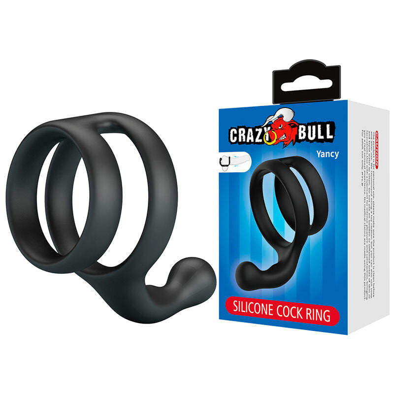 CRAZY BULL - YANCY DOUBLE COCK AND BALL RING BLACK