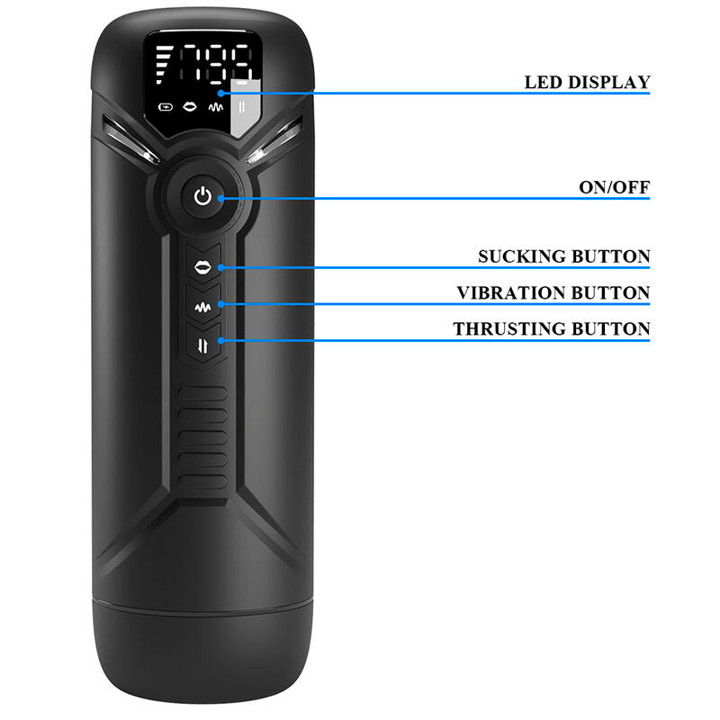 PRETTY LOVE - AETOLA MULTIFUNCTION AUTOMATIC MASTURBATOR WITH HANDLE BLACK