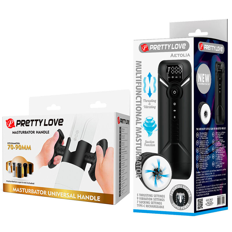 PRETTY LOVE - AETOLA MULTIFUNCTION AUTOMATIC MASTURBATOR WITH HANDLE BLACK