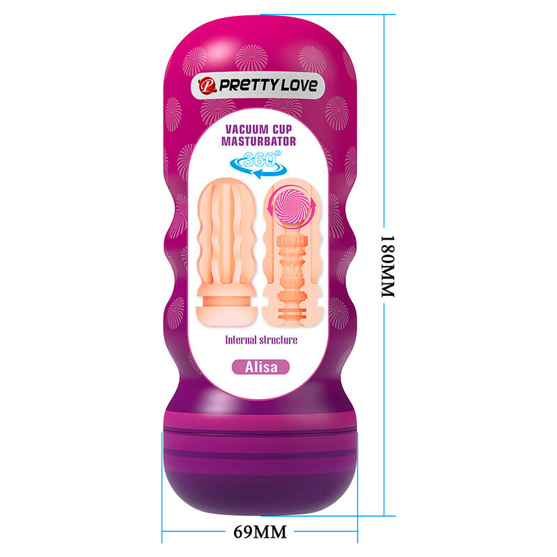 PRETTY LOVE - VAGINAL SMOOTHING MASTURBATOR WITH SUCTION CUP AND INTERNAL TEXTURES