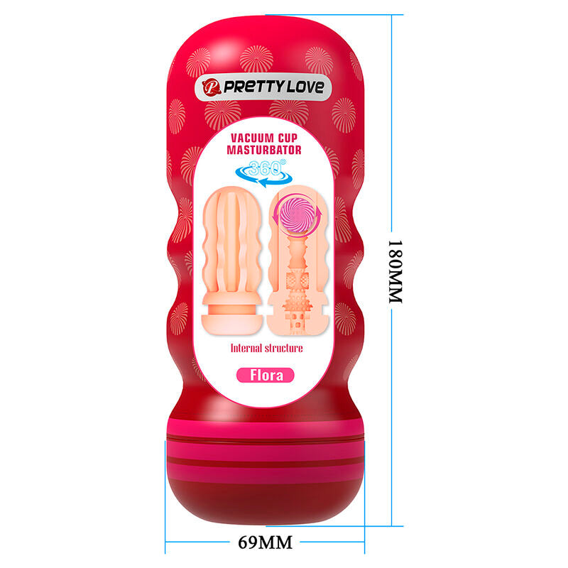 PRETTY LOVE - FLORA VAGINA MASTURBATOR WITH SUCTION CUP AND INTERNAL TEXTURES