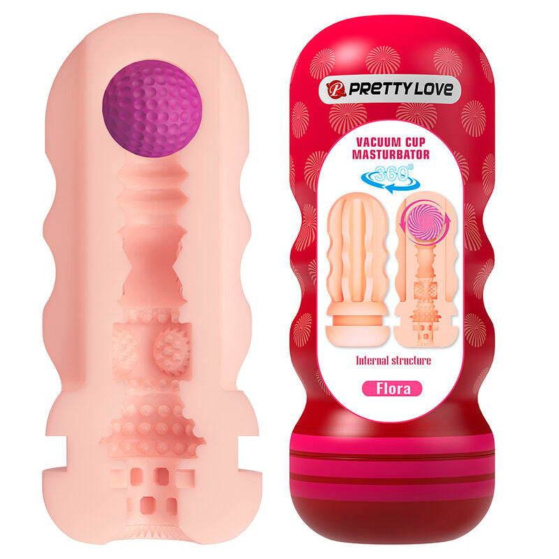 PRETTY LOVE - FLORA VAGINA MASTURBATOR WITH SUCTION CUP AND INTERNAL TEXTURES