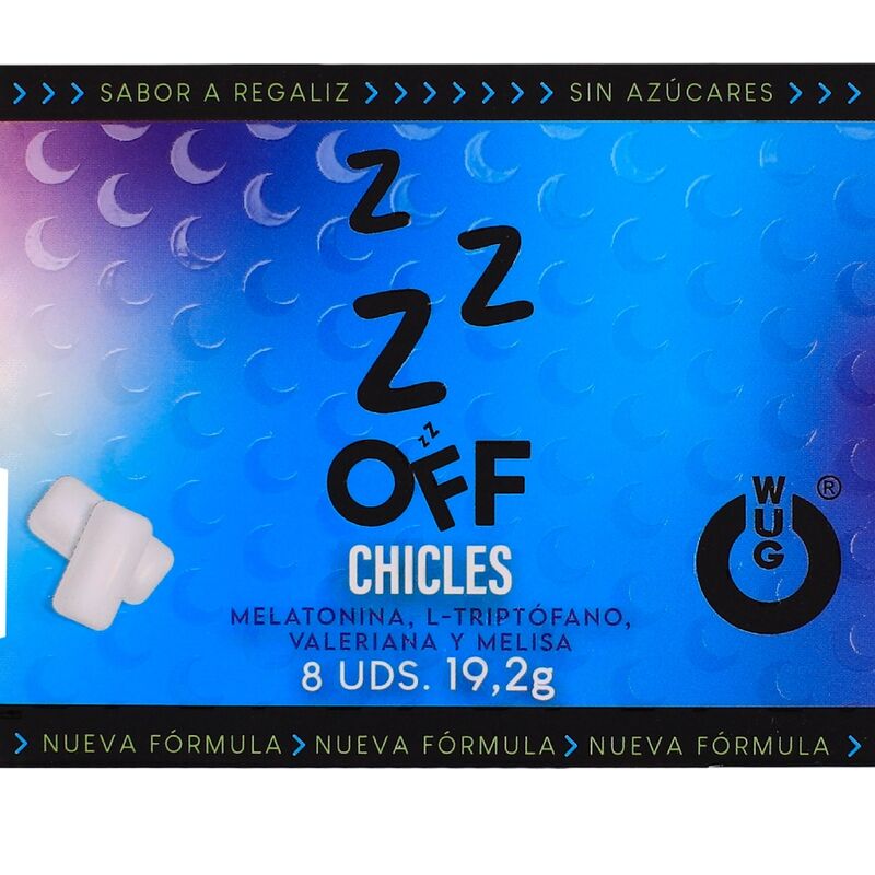 WUG Off - The functional chewing gum that helps you relax and sleep better. BLISTER OF 8 PACKS