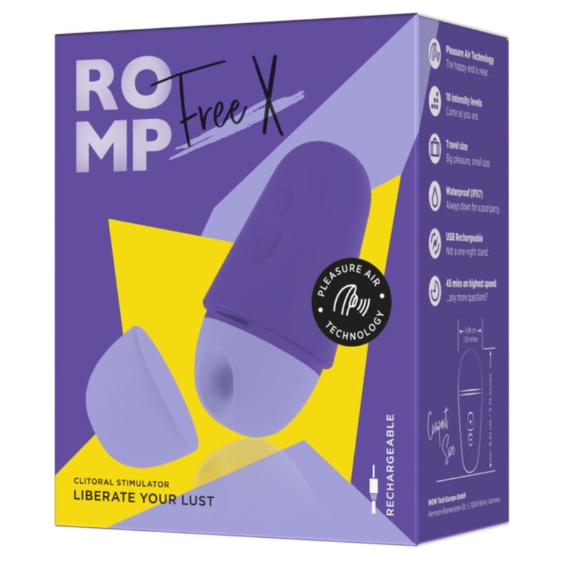 ROMP - FREE X CLITORAL STIMULATOR WITH LID 10 LEVELS RECHARGEABLE PURPLE
