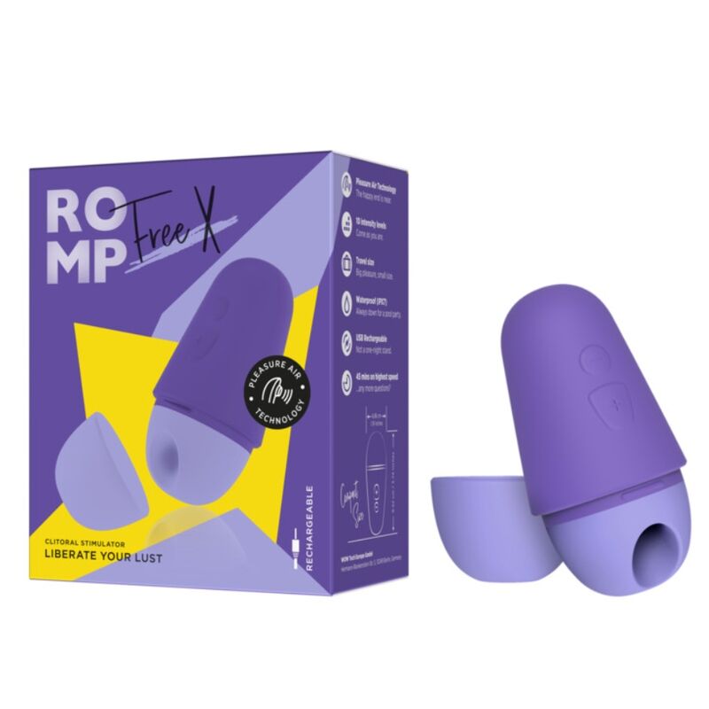 ROMP - FREE X CLITORAL STIMULATOR WITH LID 10 LEVELS RECHARGEABLE PURPLE