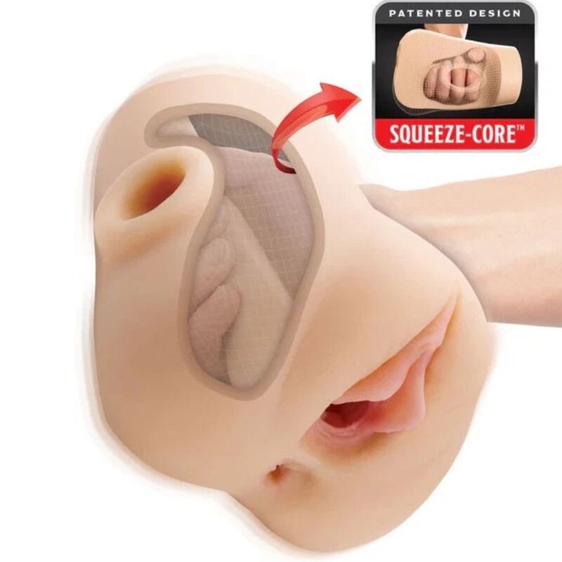 PDX PLUS - DOUBLE POUNDER VIBRATING SQUEEZE STROKER LIGHT 20.5 CM