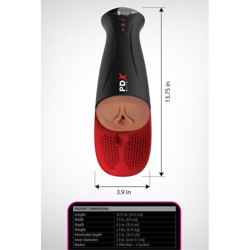 PDX ELITE - FAP-O-MATIC PRO XL AUTOMATIC VIBRATING STROKER BROWN 34.9 CM