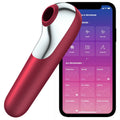 SATISFYER - DUAL LOVE VIBRATOR AND SUCTIONER WITH PULSED AIR RED